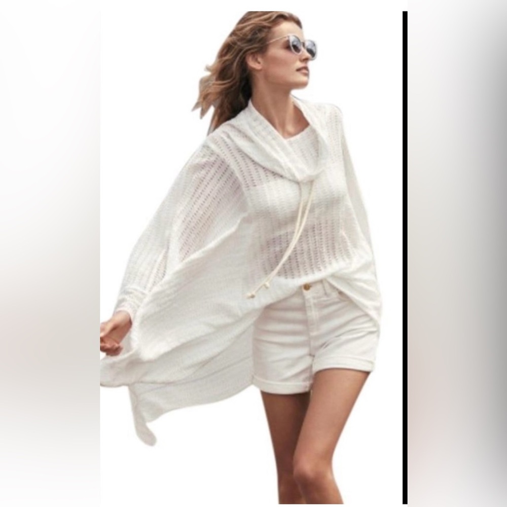 Anthropologie Lilka White Shell Pullover/Beach Cover-up NEW - Picture 3 of 7
